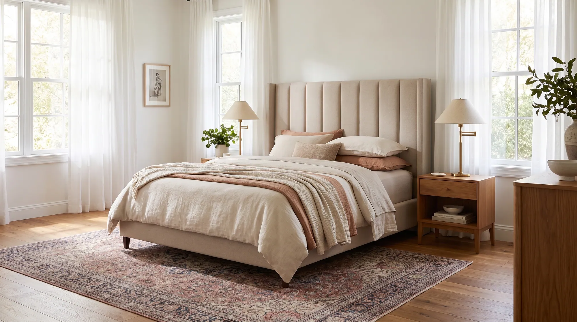 Beds styled in a Brisbane room