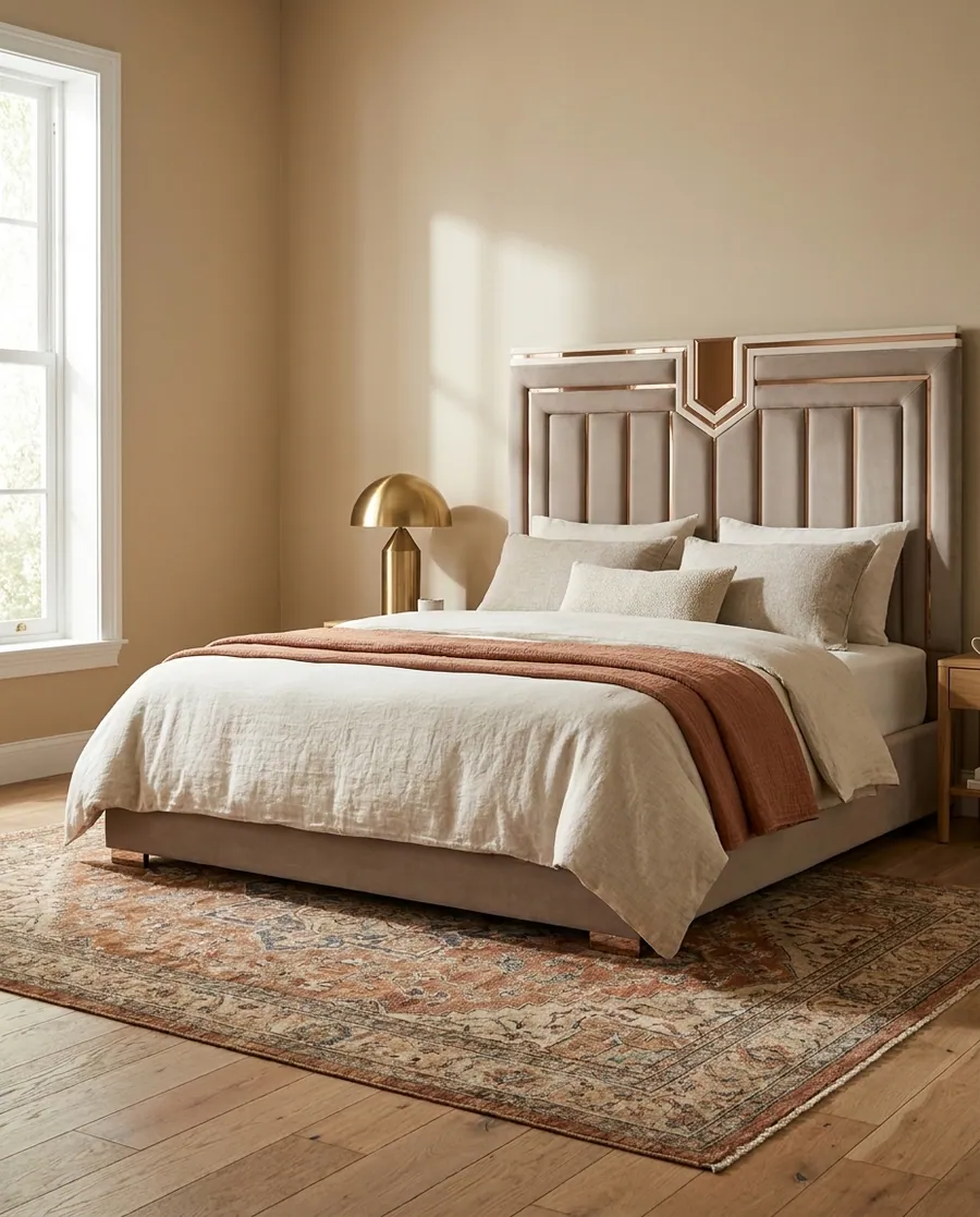 Upholstered beds with panelled headboards