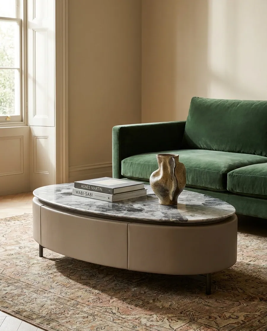 Marble-topped coffee and console tables